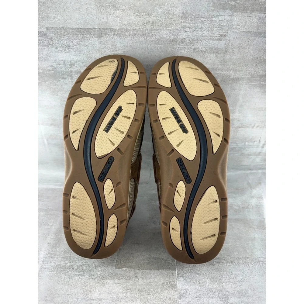 Sebago Marine Grip Men Brown Leather Mesh Boat Shoes Size 9M 8910160